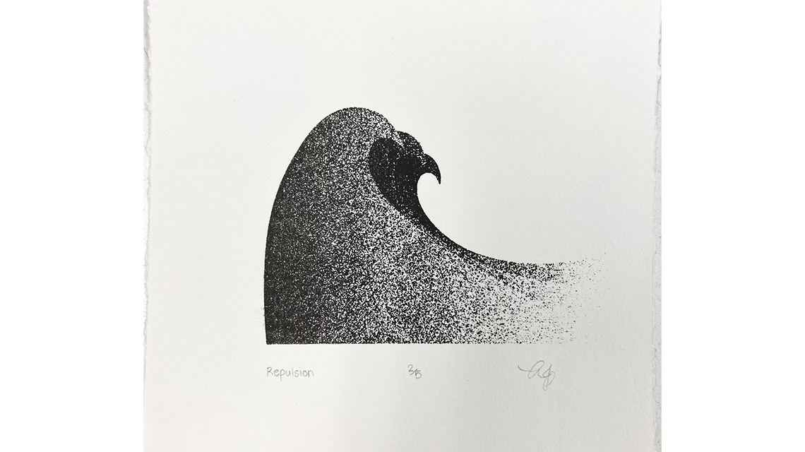 Lithograph of a wave 
